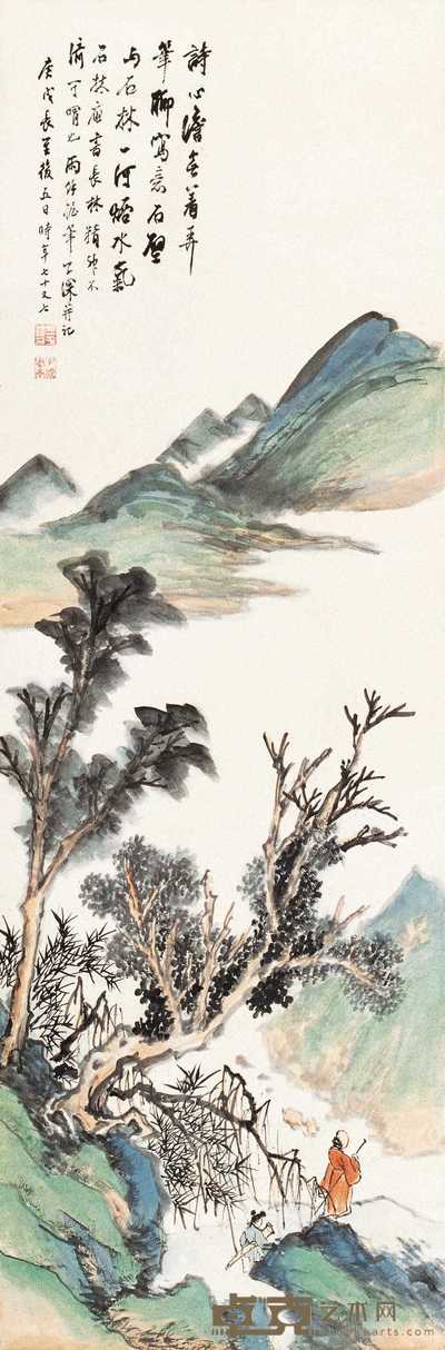 吴华源 一河烟水 立轴 94×31cm
